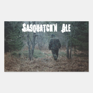 Pegatina Rectangular Diversión de Sasquatch'n del brew casero de la