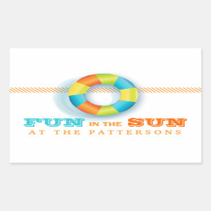 Pegatina Rectangular Diversión del verano de la fiesta en la piscina e