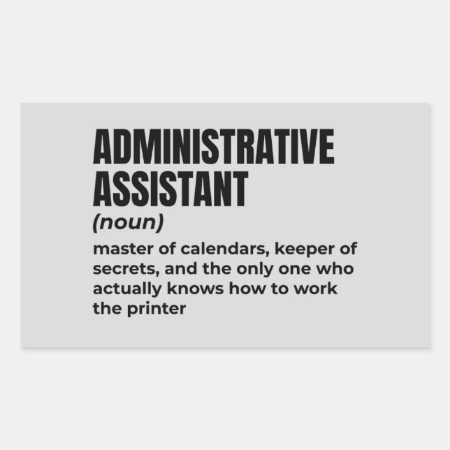Pegatina Rectangular Divertida definición de auxiliar administrativo (2 (Anverso)