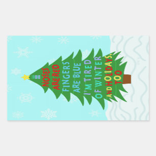Pegatina Rectangular Divertido poema de Bah Humbug Navidades
