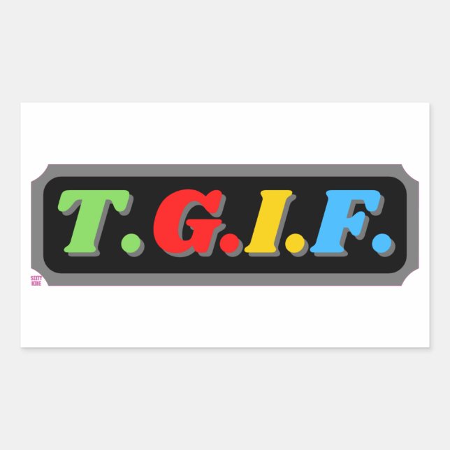 pegatina rectangular divertido "TGIF" (Anverso)