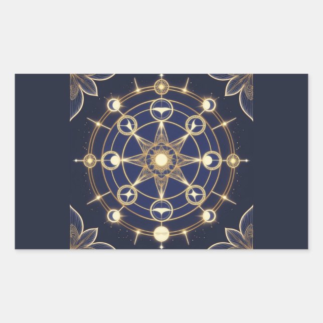 Pegatina Rectangular Divine Radiance – Golden Mandala of Awakening (Anverso)