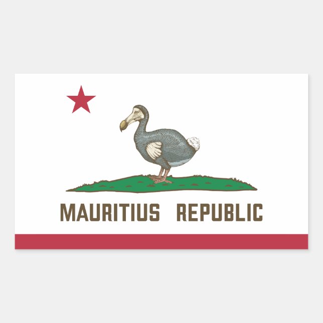 Pegatina Rectangular Dodo de la bandera de California de Mauricio (Anverso)