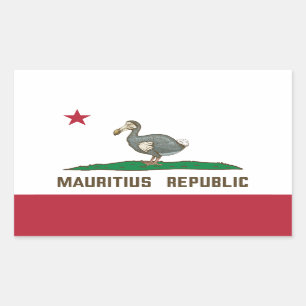 Pegatina Rectangular Dodo de la bandera de California de Mauricio