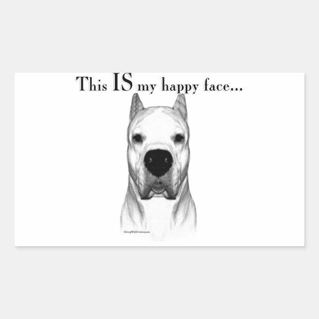 Pegatina Rectangular Dogo Argentino Happy Face (Anverso)