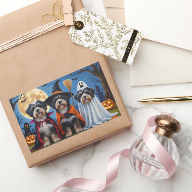 Pegatina Rectangular Dogs de La Habana Calabaza Halloween Divertido (Regalar)