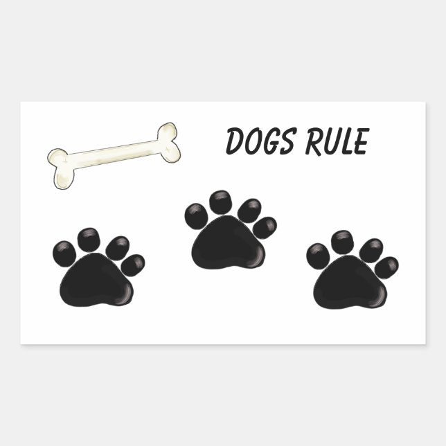 Pegatina Rectangular Dogs Mandan - Huellas de Pata (Anverso)