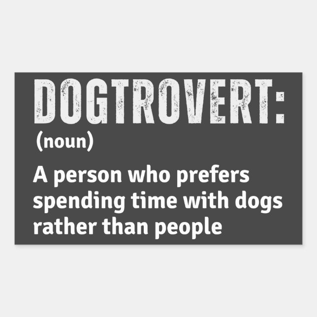 Pegatina Rectangular Dogtrovert Definition Funny Introvertido Padres Pe (Anverso)