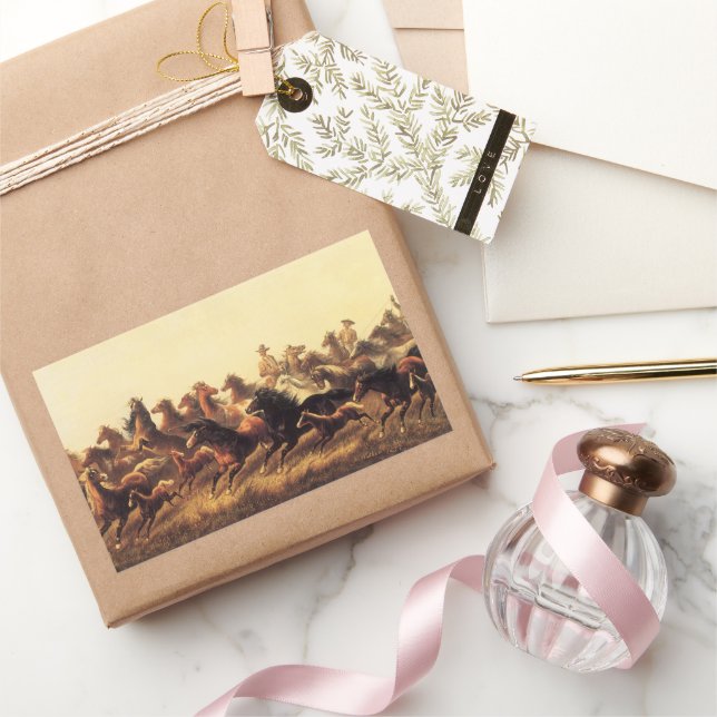 Pegatina Rectangular Domando caballos salvajes por James Walker (Regalar)