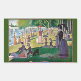 Pegatina Rectangular Domingo en La Grande Jatte por Seurat, Bella Artes