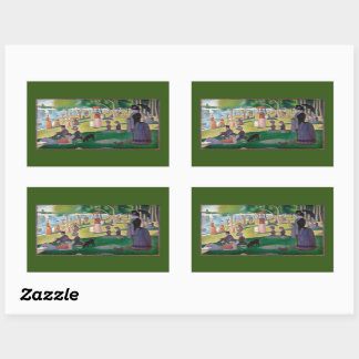 Pegatina Rectangular Domingo en La Grande Jatte por Seurat, Bella Artes