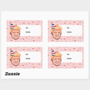 PEGATINA RECTANGULAR DONALD TRUMP CUMPLEAÑOS