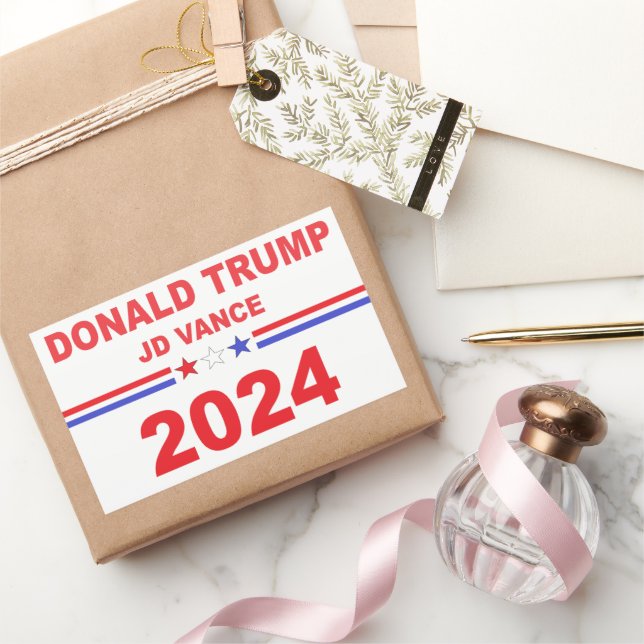 Pegatina Rectangular Donald Trump JD Vance 2024 (Regalar)