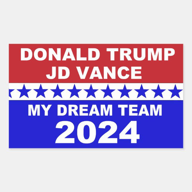 Pegatina Rectangular Donald Trump JD Vance 2024 (Anverso)
