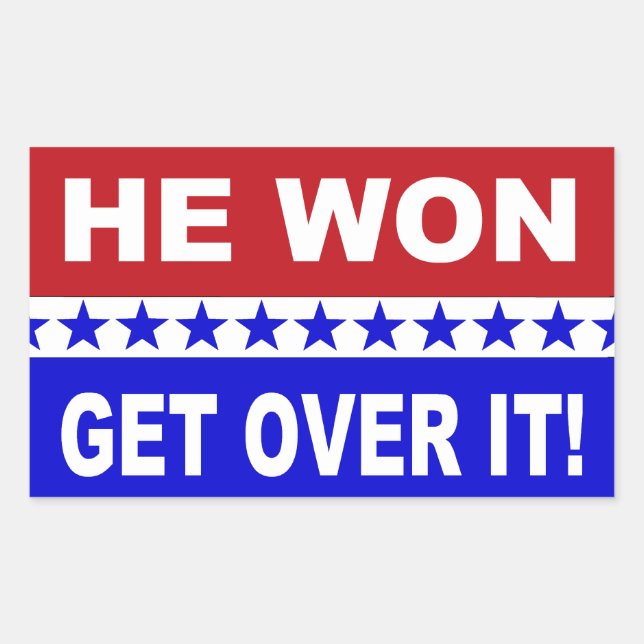 Pegatina Rectangular Donald Trump, lo superará (Anverso)