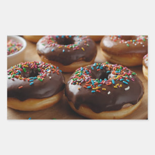 Pegatina Rectangular Donas de Chocolate