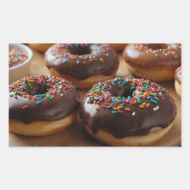 Pegatina Rectangular Donas de Chocolate (Anverso)