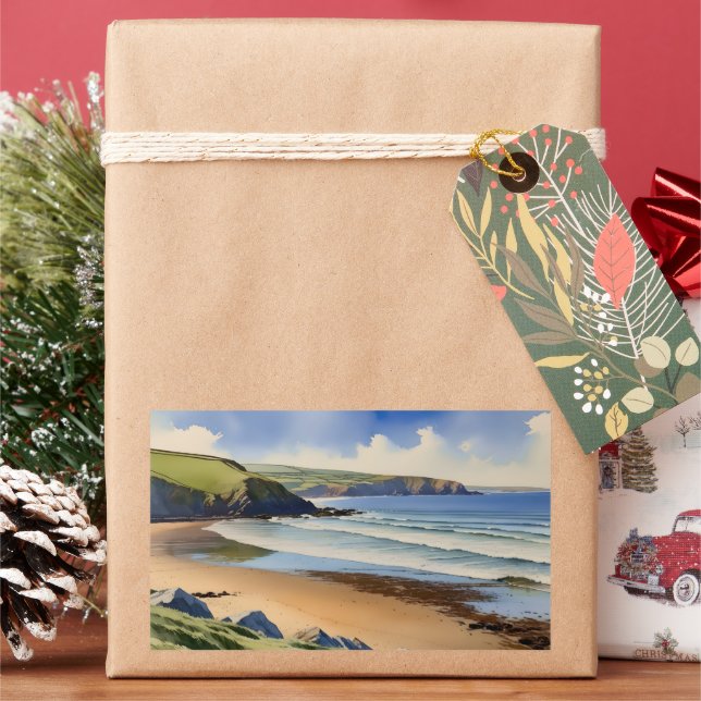 Pegatina Rectangular "Donde el cielo se encuentra con la arena tranquil (Vacaciones)