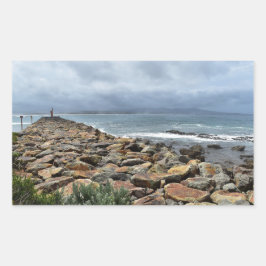 Pegatina Rectangular Donde las rocas se encuentran con el mar - Punto d