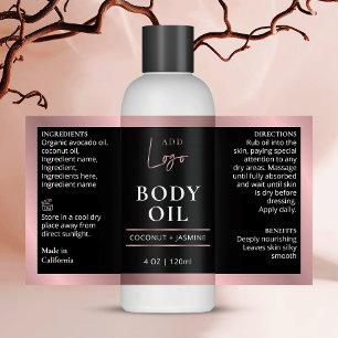 Pegatina Rectangular Dorado negro y Rosa 4 OZ embotellamiento cosmético