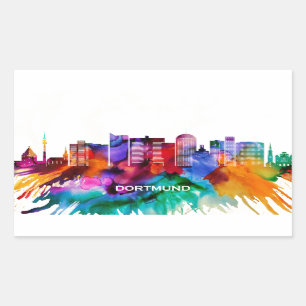 Pegatina Rectangular Dortmund Skyline