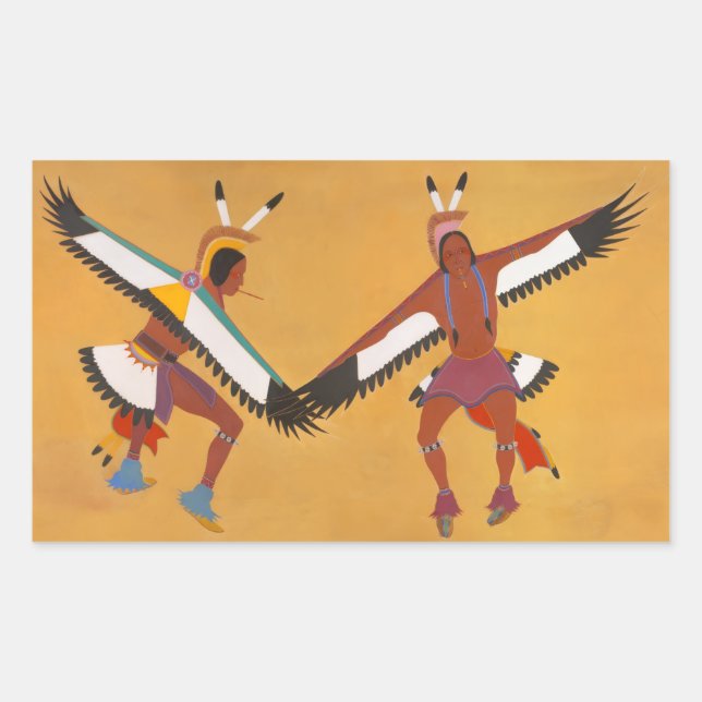 Pegatina Rectangular Dos bailarines de águila (Anverso)