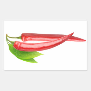 Pegatina Rectangular Dos chiles con hoja