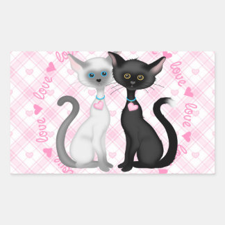 Pegatina Rectangular Dos gatos pequeños enamorados