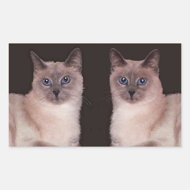 Pegatina Rectangular Dos gatos siameses (Anverso)