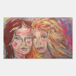 Pegatina Rectangular Dos hermanas