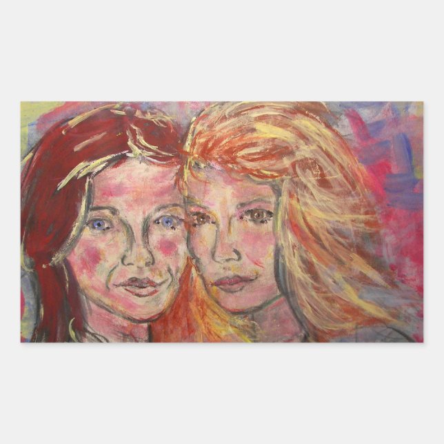 Pegatina Rectangular Dos Hermanas (Anverso)