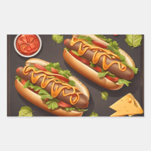 Pegatina Rectangular Dos hotdog