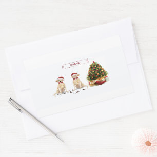 Pegatina Rectangular Dos labradores recuperan perros graciosos Navidade