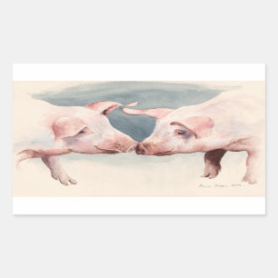 Pegatina Rectangular Dos poco Piggies 2012