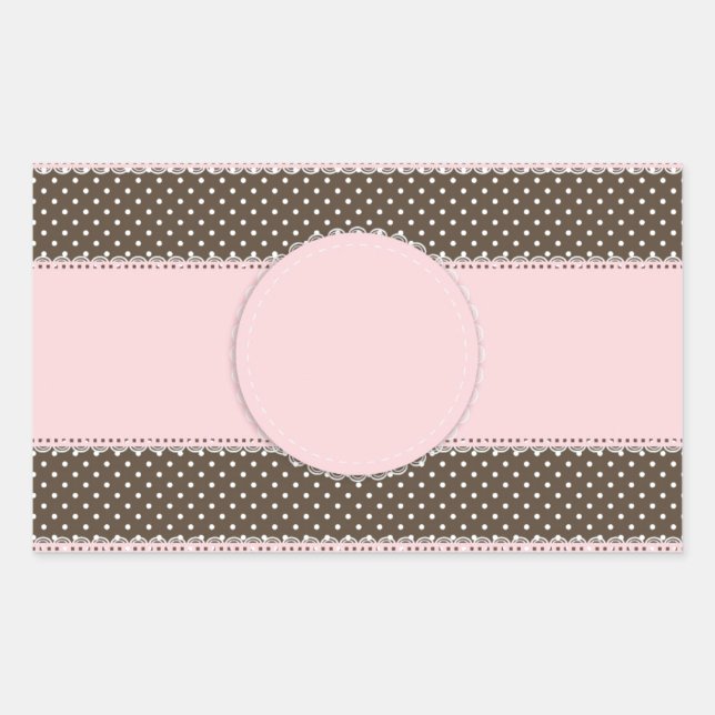 Pegatina Rectangular Dot rosado para bebé dulce (Anverso)