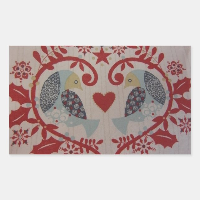 Pegatina Rectangular Doves & Hearts — Pennsylvania Dutch (Anverso)