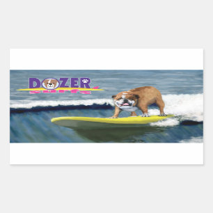 Pegatina Rectangular ¡Dozer Surfá una ola ganadora!