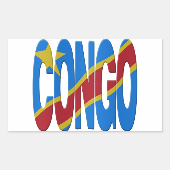 Pegatina Rectangular DR Congo flag (Anverso)