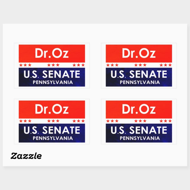 Pegatina Rectangular Dr. Oz Senado de los Estados Unidos Pennsylvania (Hoja)