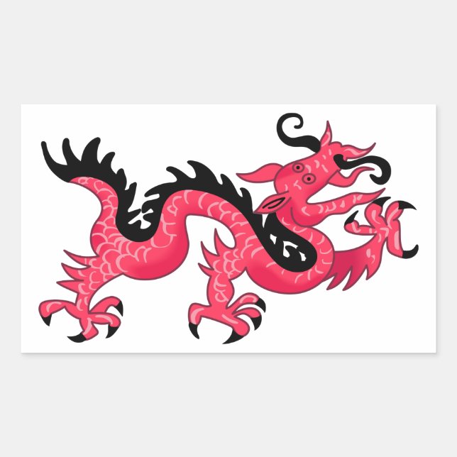 Pegatina Rectangular Dragón (Anverso)