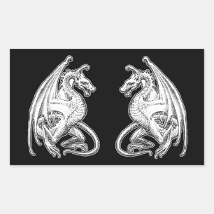Pegatina Rectangular Dragón alado
