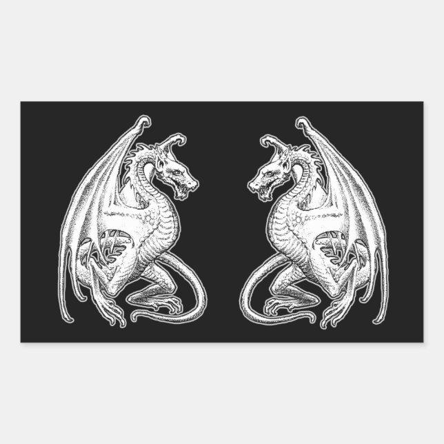 Pegatina Rectangular Dragón alado (Anverso)
