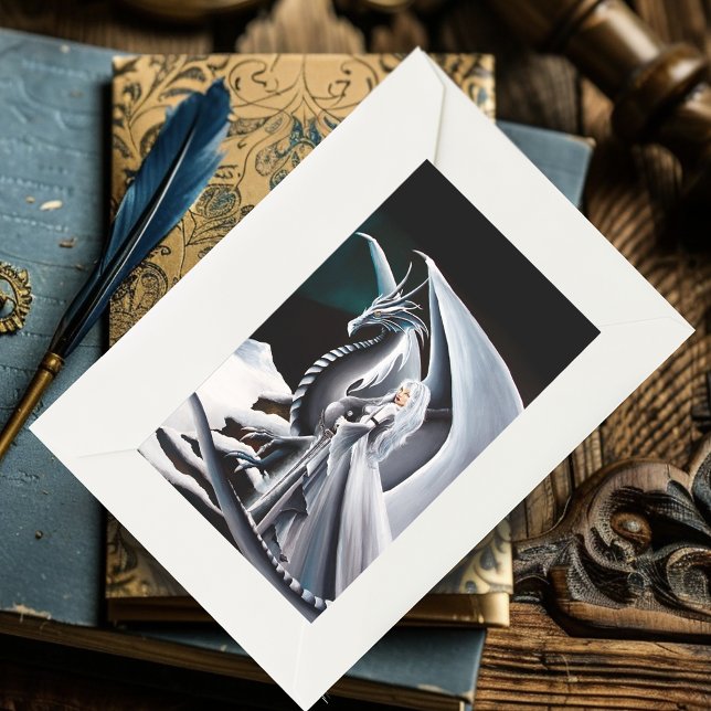 Pegatina Rectangular Dragón blanco Fantasy Auroras (Subido por el creador)