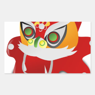 Pegatina Rectangular dragón chino