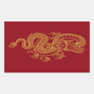 Pegatina Rectangular Dragón chino