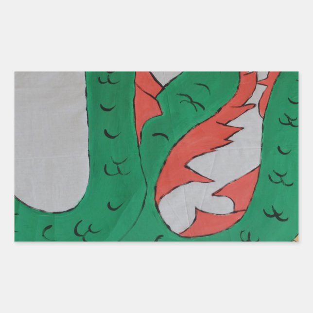 Pegatina Rectangular Dragón chino (Anverso)