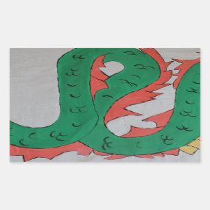 Pegatina Rectangular Dragón chino