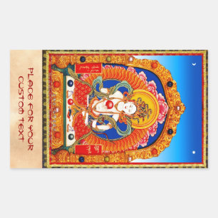 Pegatina Rectangular Dragón de thangka tibetano de Guay King Bodhisattv