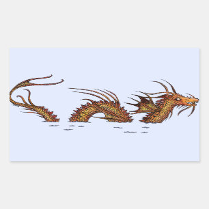 Pegatina Rectangular Dragón del mar