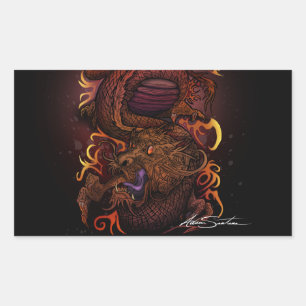 Pegatina Rectangular Dragón (Diseño de firma)